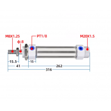 Xi lanh tròn tiêu chuẩn CDM2B20-200Z