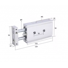 Xi lanh 2 trục CXSM15-50