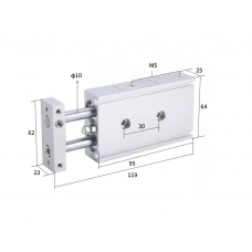 Xi lanh 2 trục CXSM20-25